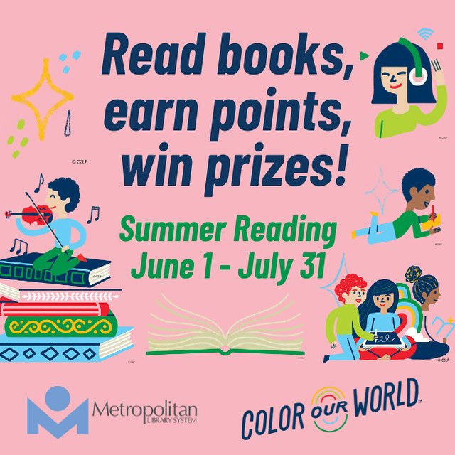 Summer Reading - Metropolitan Library System <a href="/MetroLibraryOK/">MetroLibraryOK</a> 
Reading for just 20 minutes a day, helps kids maintain the reading skills they developed. metrolibrary.org/summerreading