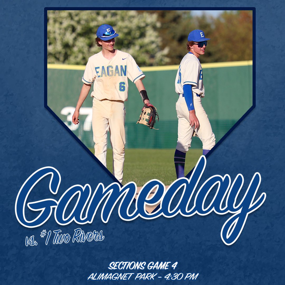 Eagan Baseball (@eagan__baseball) on Twitter photo Playoff Game day! Eagan takes on Two Rivers, 4:30pm at Alimagnet Park in a section 3AAAA elimination game! #SimplePlan Playoff Game day! Eagan takes on Two Rivers, 4:30pm at Alimagnet Park in a section 3AAAA elimination game! #SimplePlan
