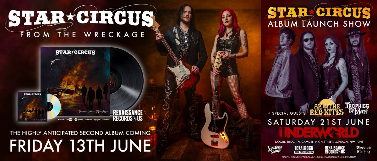 🔥 "From The Wreckage"- the brand new Star Circus album out Friday 13th June 2025 🔥
Pre-save on Spotify 👉 show.co/HusEaID
Hear exclusive previews 👉 starcircus.hearnow.com/from-the-wreck…
Go to our album launch show on Saturday 21st June 👉 eventbrite.com/e/star-circus-…