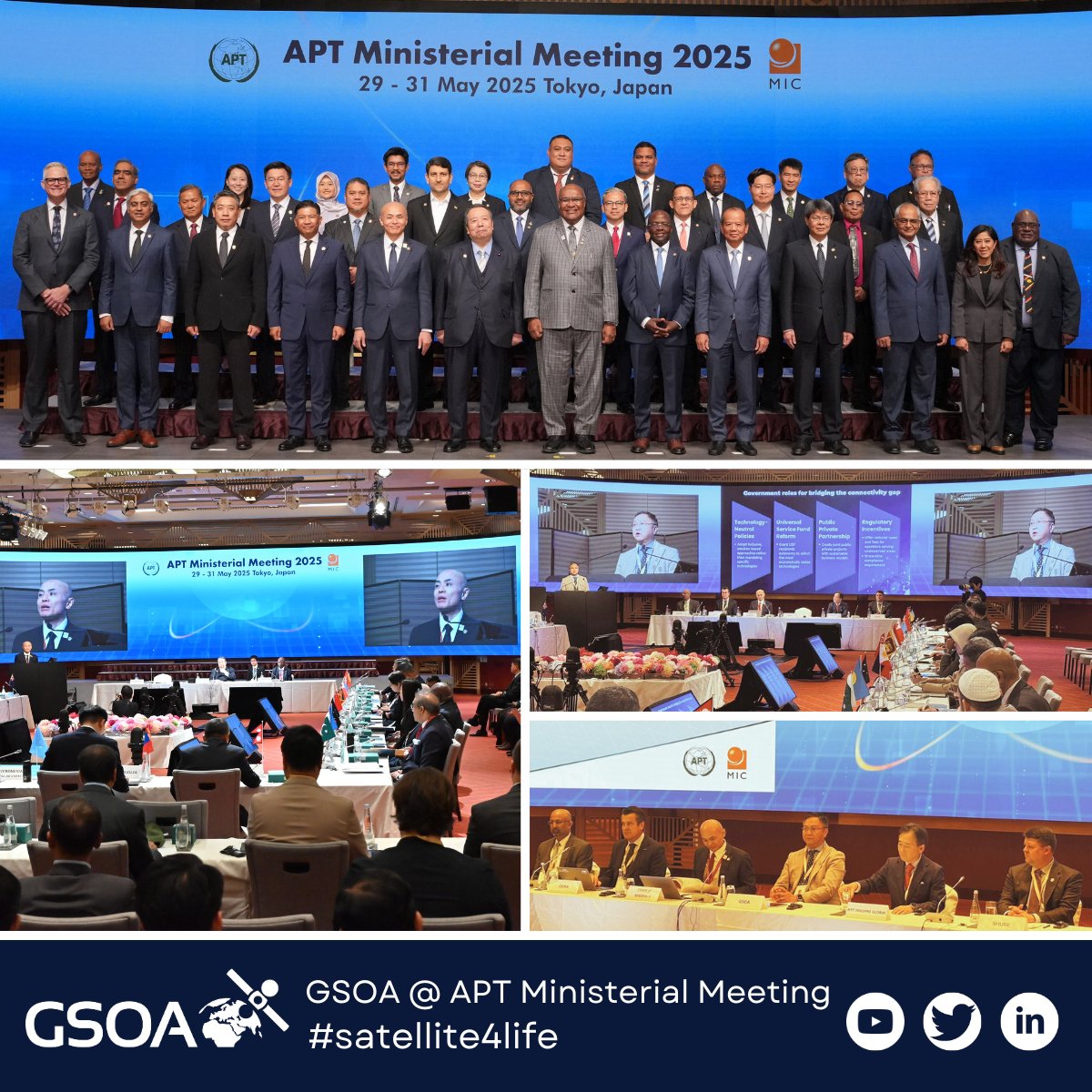 GSOA_SAT's tweet image. GSOA at @apt_secretariat Ministerial Meeting 2025 in Tokyo, where the "Tokyo Statement" was adopted, setting the course for regional digital cooperation. We highlighted how satellites are bridging the connectivity gap and shared key insights on policy, market growth & regulation.