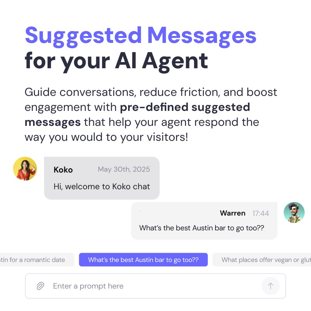 Sometimes all it takes is the right message to turn a visitor into a customer.

With Suggested Messages, your agent can now offer pre-set options that guide the conversation and reduce friction so people get what they need, faster.

See it in action → youtu.be/j_VCAYM8l9A?fe…