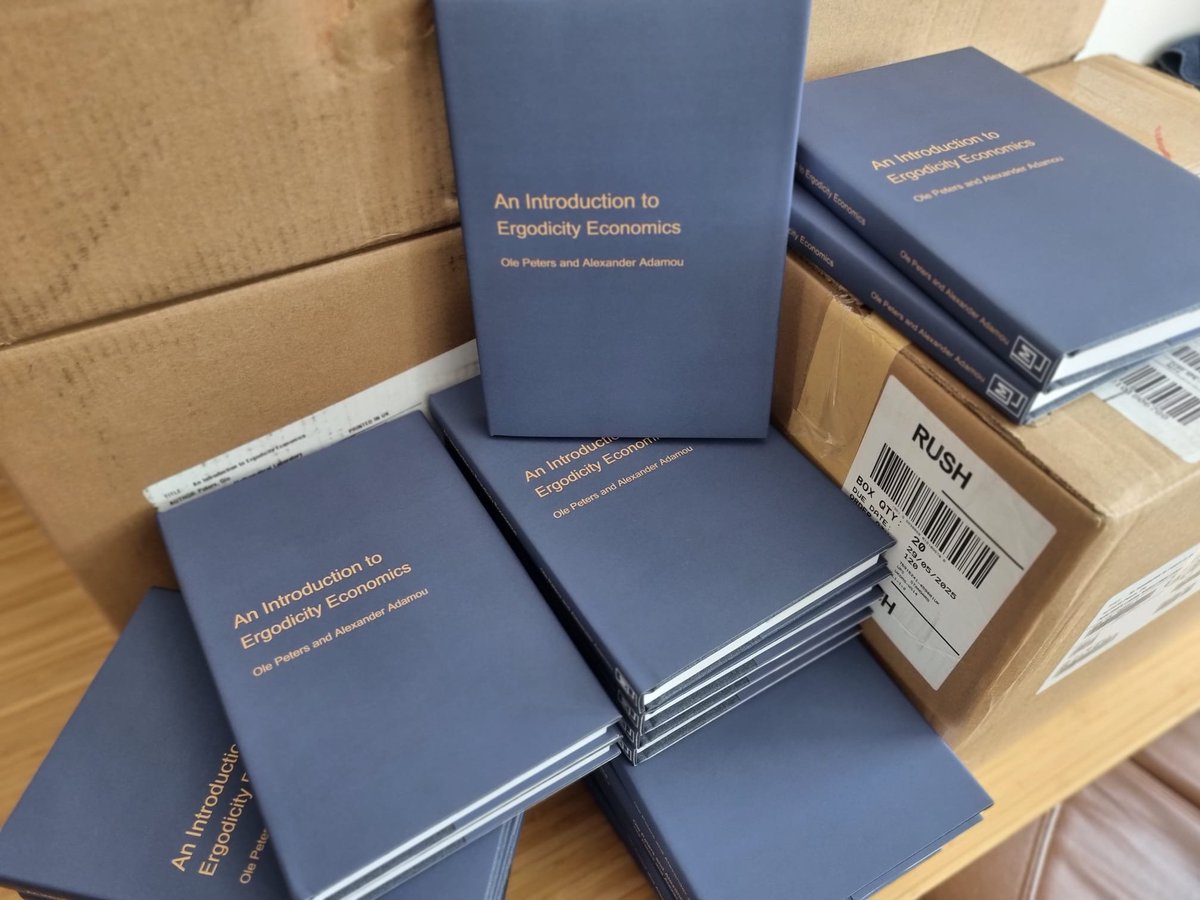 ole_b_peters's tweet image. Publication day!!!

These beautiful objects can now be ordered. 

For our main markets, we have automated shipping solutions, but we&apos;re trying to reach everywhere. For now that means: loads of books at @LdnMathLab. 

Get yours at ergodicityeconomics.com/an-introductio…