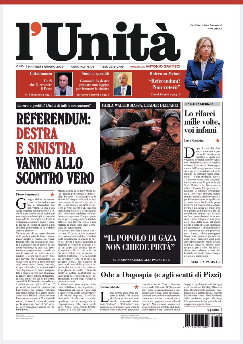 📰 La prima pagina dell’#Unità del #3giugno

Abbonati subito: bit.ly/ABBONATI-SUBITO