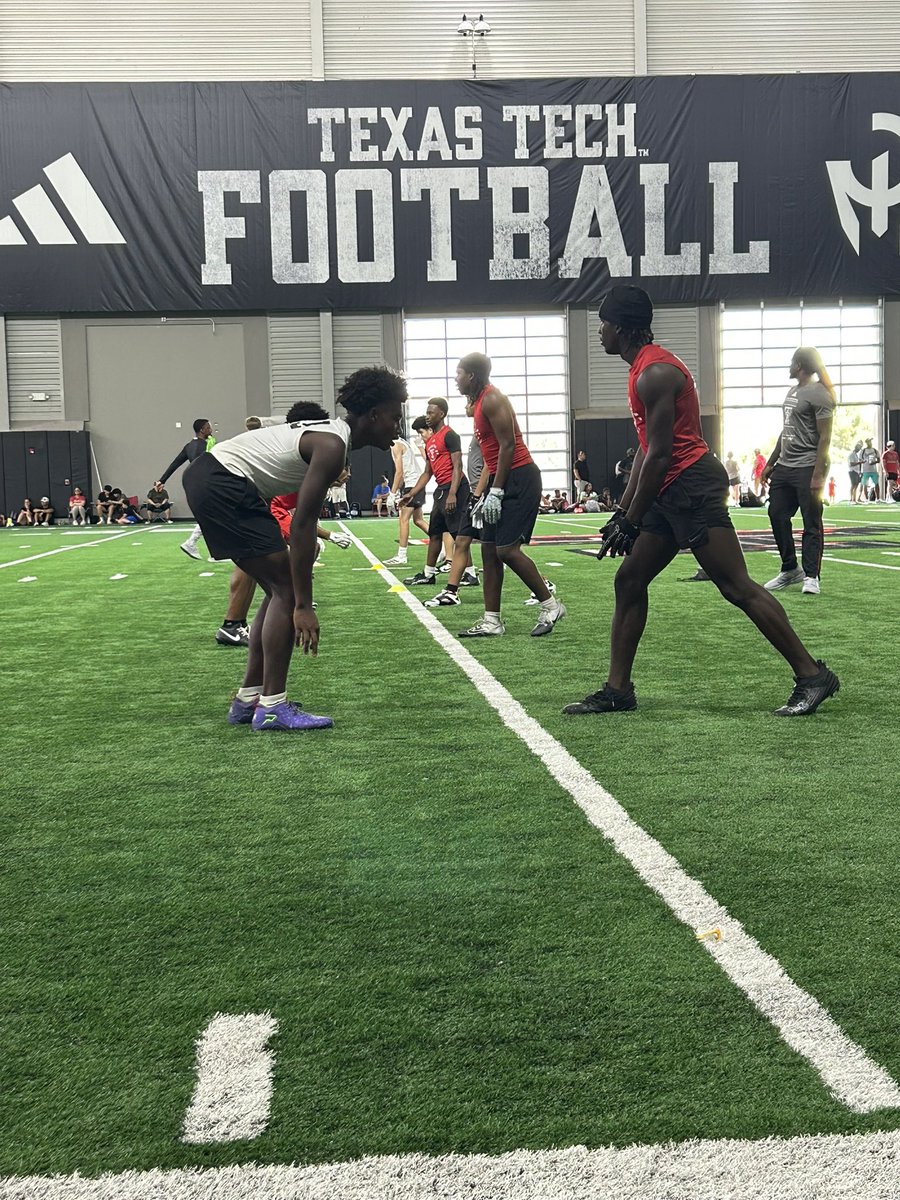 Elijah Jennings (@elijen11) on Twitter photo Great camp yesterday <a href="/TexasTechFB/">Texas Tech Football</a> ran a 4.48, 40. I’m exited to keep grinding #wreckem
<a href="/CoachJoeKoch/">Joe Koch</a> <a href="/JLaneWilson/">Lane Wilson</a>
<a href="/CoachAWalt/">Coach Aaron Walterscheid</a>
<a href="/JoeyMcGuireTTU/">Joey McGuire 🌵</a>
<a href="/CoachMcBath/">Darcel McBath</a>
<a href="/SJohnson_7/">Jah'shawn Johnson🌵</a>
<a href="/theconleyclark/">Conley Clark🌵</a>
<a href="/iwp4short/">Wesley Harwell🌵</a> Great camp yesterday <a href="/TexasTechFB/">Texas Tech Football</a> ran a 4.48, 40. I’m exited to keep grinding #wreckem
<a href="/CoachJoeKoch/">Joe Koch</a> <a href="/JLaneWilson/">Lane Wilson</a>
<a href="/CoachAWalt/">Coach Aaron Walterscheid</a>
<a href="/JoeyMcGuireTTU/">Joey McGuire 🌵</a>
<a href="/CoachMcBath/">Darcel McBath</a>
<a href="/SJohnson_7/">Jah'shawn Johnson🌵</a>
<a href="/theconleyclark/">Conley Clark🌵</a>
<a href="/iwp4short/">Wesley Harwell🌵</a>