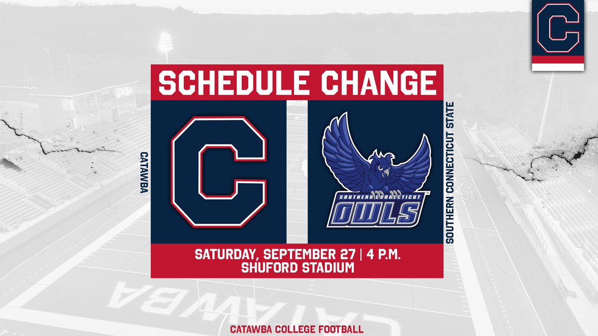 Catawba College Athletics (@catawbaindians) on Twitter photo NEWS: <a href="/CatawbaFootball/">Catawba Football</a> has announced an addition to the 2025 schedule, hosting <a href="/SCSU_Owls/">SCSU Athletics</a> for a 4 p.m. kickoff at Shuford Stadium on Saturday, Sept. 27.
Release | bit.ly/4kPbZNS
#BleedBlue | #CatawbaCulture NEWS: <a href="/CatawbaFootball/">Catawba Football</a> has announced an addition to the 2025 schedule, hosting <a href="/SCSU_Owls/">SCSU Athletics</a> for a 4 p.m. kickoff at Shuford Stadium on Saturday, Sept. 27.
Release | bit.ly/4kPbZNS
#BleedBlue | #CatawbaCulture