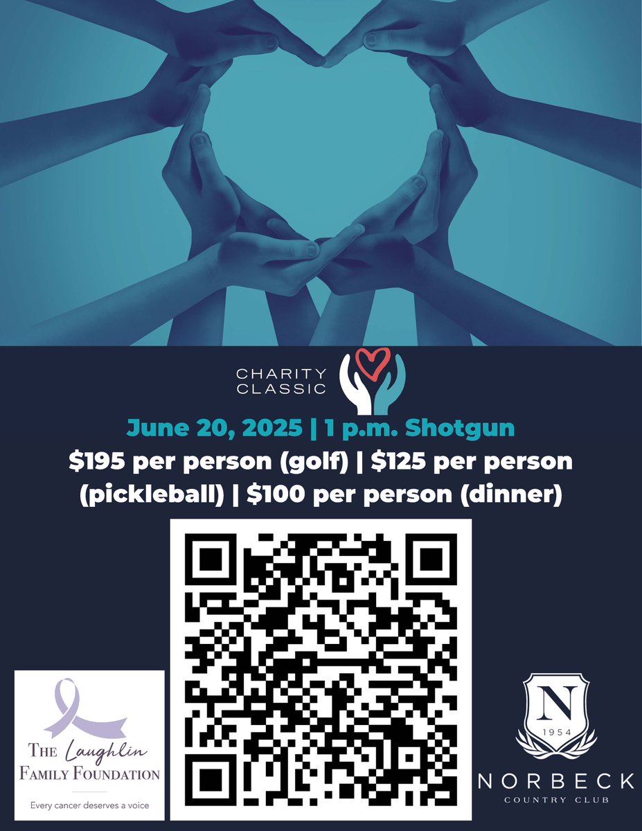 The Laughlin Family Foundation (@fightrarecancer) on Twitter photo Calling all golfers! 🗣️We are excited to partner with @norbeckcountryclub once again to be a part of their annual Charity Classic on Friday June 20th. Grab your spot and enjoy the day on the course with <a href="/Laughlin18/">Craig Laughlin</a> <a href="/JoeBpXp/">Joe Beninati</a> <a href="/RealSmokinAl/">Al Koken</a>. To register: events.golfstatus.com/event/2025-nor… Calling all golfers! 🗣️We are excited to partner with @norbeckcountryclub once again to be a part of their annual Charity Classic on Friday June 20th. Grab your spot and enjoy the day on the course with <a href="/Laughlin18/">Craig Laughlin</a> <a href="/JoeBpXp/">Joe Beninati</a> <a href="/RealSmokinAl/">Al Koken</a>. To register: events.golfstatus.com/event/2025-nor…