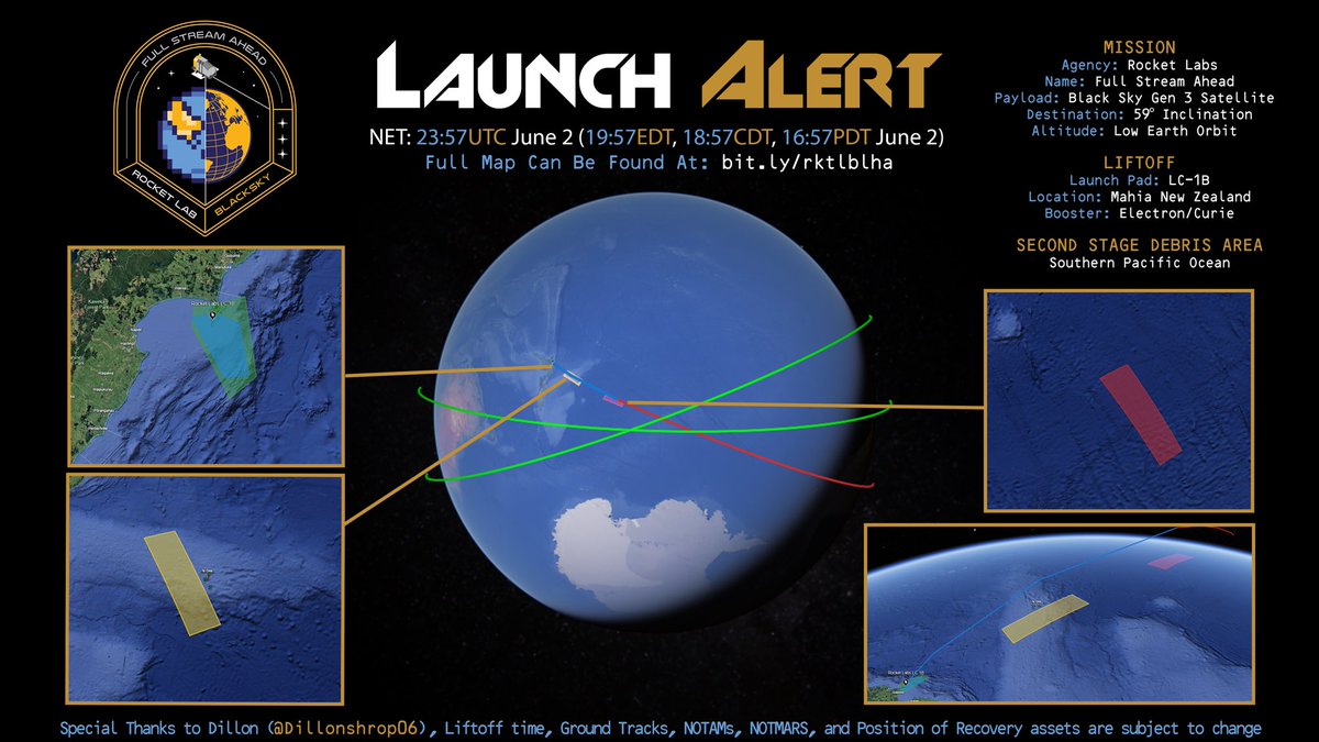 MaxQApp's tweet photo. We are headed back to New Zealand 🇳🇿 and the beautiful Mahia peninsula for the @RocketLab @BlackSky_Inc #FullStreamAhead mission.
Have a look at the graphic below for all the details. I’ll post the full sized images in the comments, and the full map is at https://t.co/kAMlFKRejZ