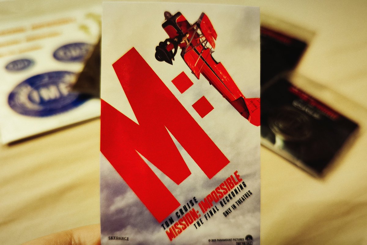 komminer's tweet photo. 早くも2回目の4DX鑑賞してきました。
入場特典ステッカーは嬉しい✨
目まぐるしい展開に次から次へと増える新たなミッションの連続！
これでM:Iは最後!?
でもラストシーンは◯◯を壊さずにイーサンに渡したけどアレは次回作への伏線…??

#ミッション最高傑作キャンペーン https://t.co/5oa356r3XP