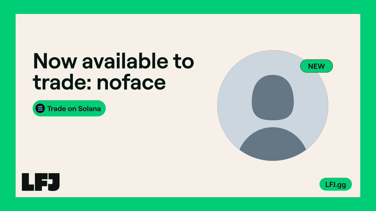 Hearing things.

Expecting many noface PFPs to flood the engagements on this tweet...

Trade $noface on LFJ 👉 lfj.gg/solana/trade/7…