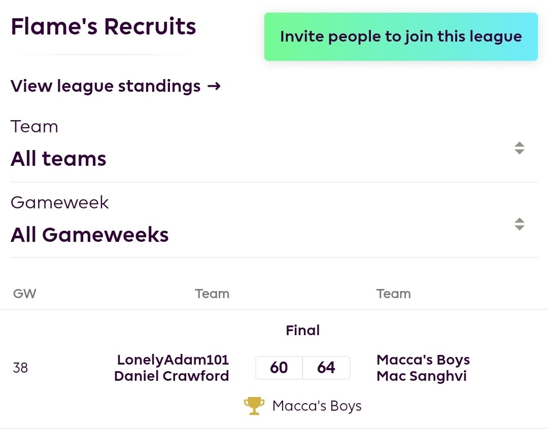PilotFlame226's tweet photo. #FPL 2024/2025 End of Season Review:

Congrats to The King for winning the Flame's Recruit League!

Congrats to Mac Sanghvi for winning the Flame's Recruit Cup! https://t.co/c71EOjV6T9