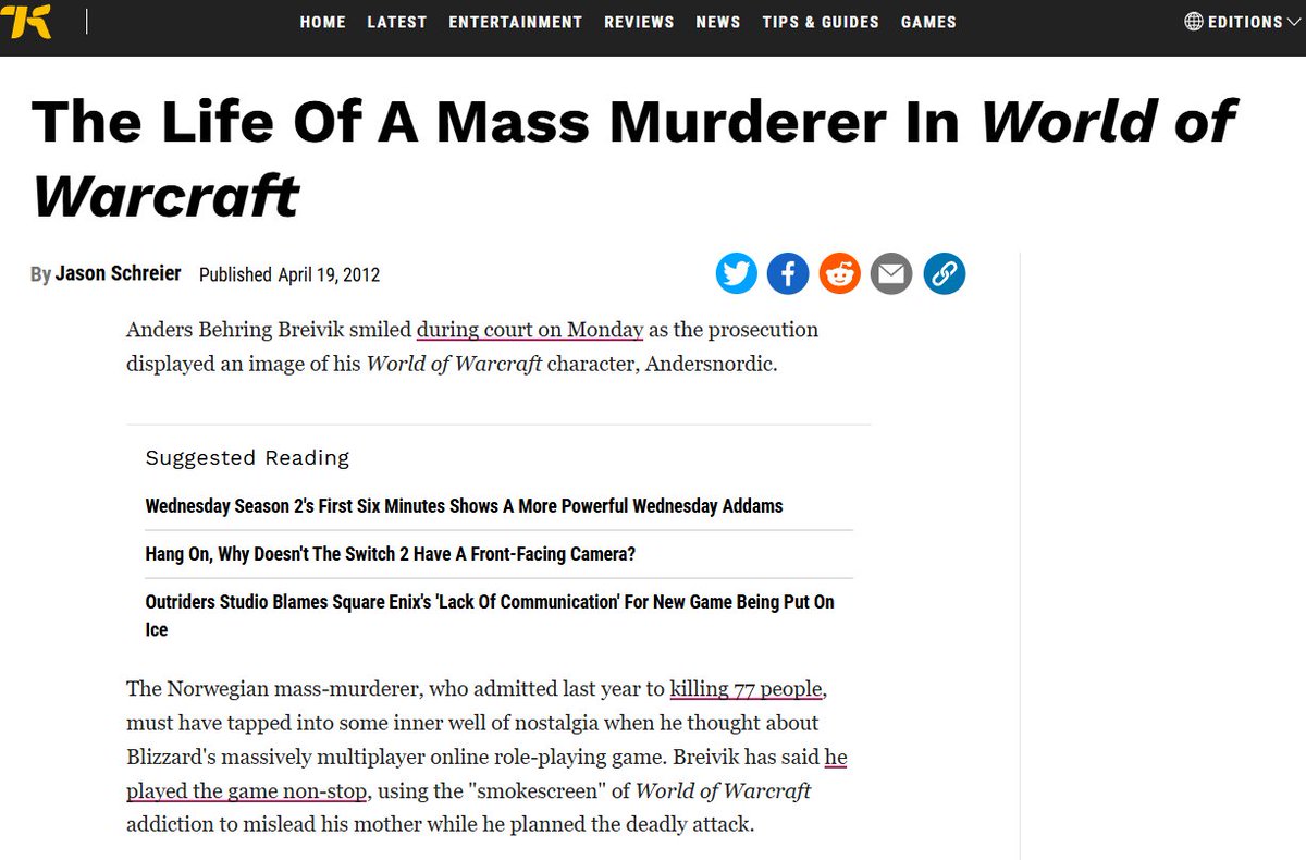 Mike_from_PA's tweet photo. You personally celebrated a terrorist, naming your wow character after Anders Breivik, the perpetrator of the 2011 Norway attacks which killed 77 people mostly children. 

This year you called for the genocide of Arabs because of their 'inferior culture'. Terrorist supporter. https://t.co/8ZF3UdpC7O