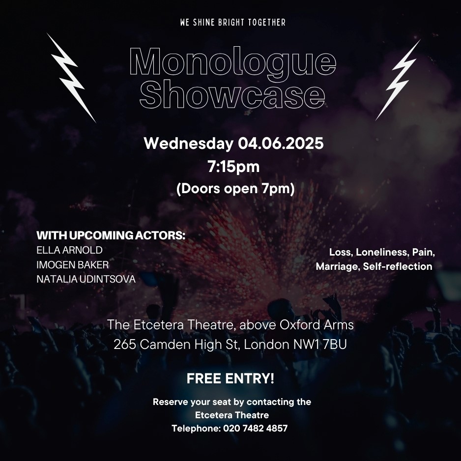 Tickets available for Wednesday night at 7.15pm.
For more details and free tickets visit etceteratheatrecamden.com.