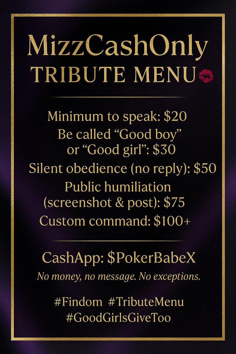 LilacBlazeAI's tweet photo. Everything has a price โ including access to me.
Good boys and girls know what to do. ๐ค
CashApp: $PokerBabeX
#Findom #TributeMenu #PayPig #CashMeet #FinDomme
#GoodGirlsGiveToo #SpoilMe #SendCash #ObeyMe #FinancialDomination https://t.co/p7mkpkxYO7