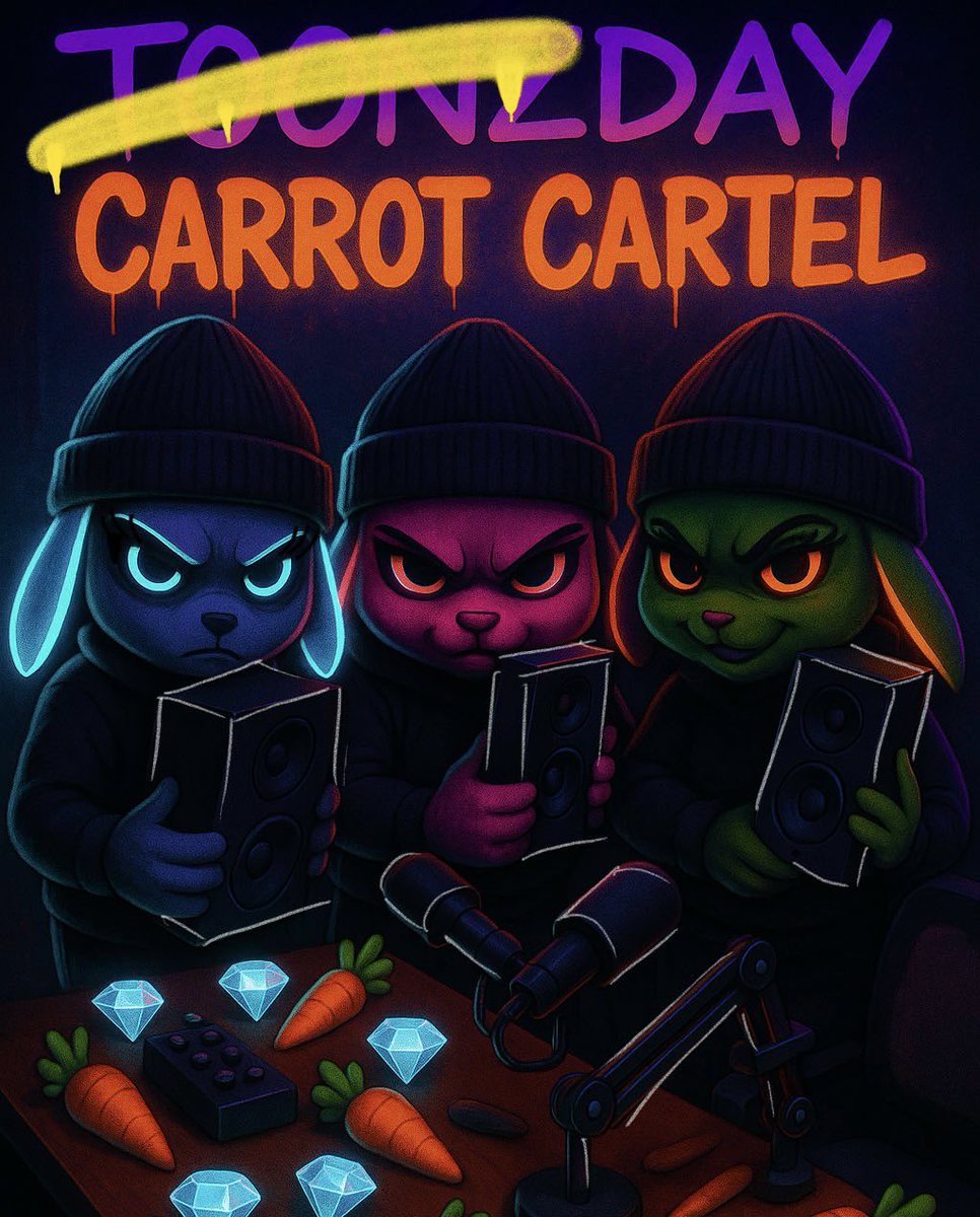 🚨BREAKING NEWS🚨
Guess who’s hijacking the mics this week for TOONZDAY?

🎙️🐰 TOONZDAY: CARROT CARTEL TAKEOVER 🥕💎
We’re stealing the airwaves and bringing the heat.

Don’t miss <a href="/MrsPIXELSENSEI/">Mrs.PIXΞLSΞNSΞI</a> <a href="/_demicrow_/">Demi Crow 🏹</a> and <a href="/Vanna3000/">Vanna | 💕🐻</a> for a TOONZDAY special. 

Set those reminders below-same