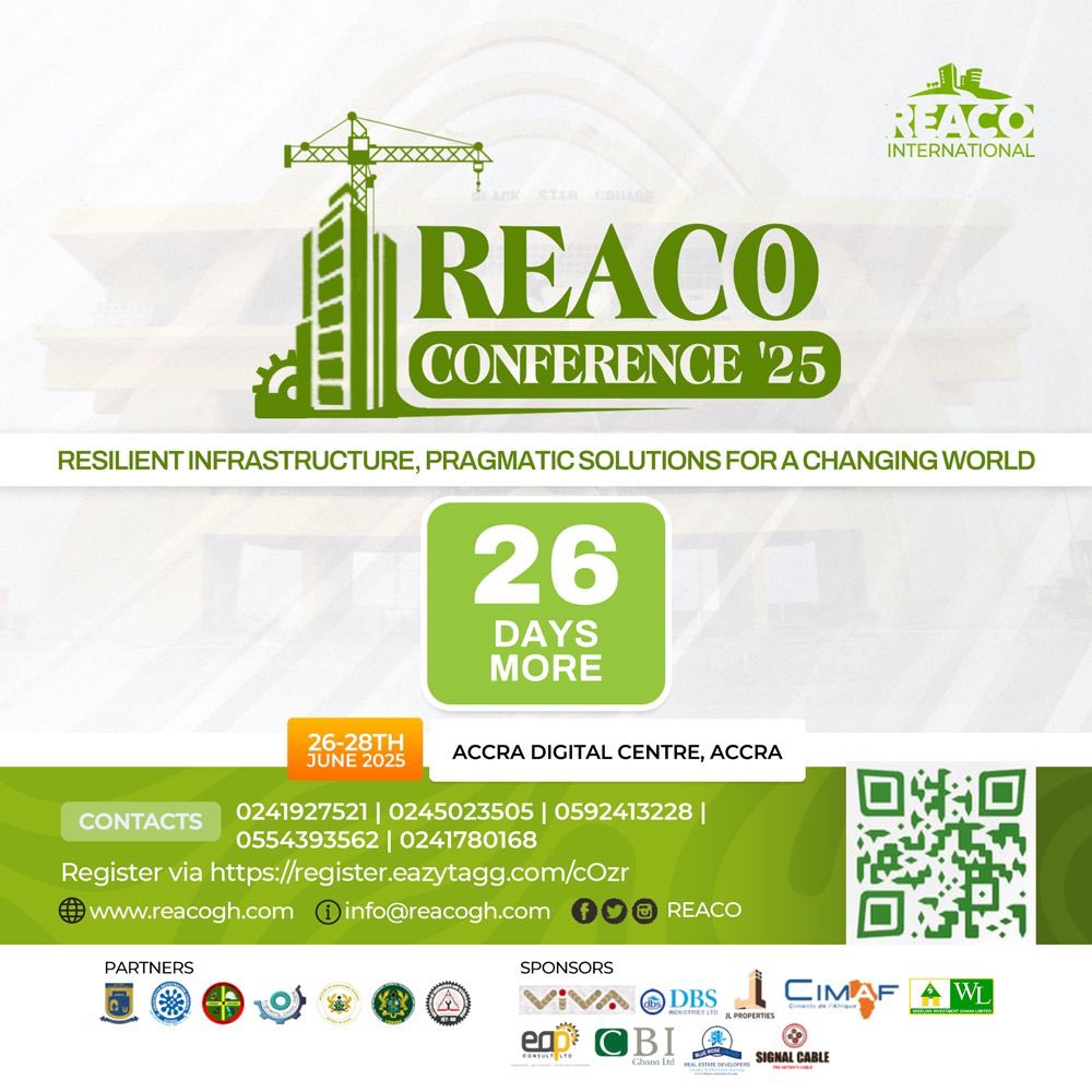 reacoint's tweet photo. The countdown to the REACO CONFERENCE is here.. It’s 2️⃣6️⃣Days More... It’s from the 26th to 28th of June at Accra Digital Centre* Register now and enjoy early bird offers https://t.co/gkEj2CYoaQ 
#REACOCONFERENCE25 https://t.co/bvrV8INgzZ