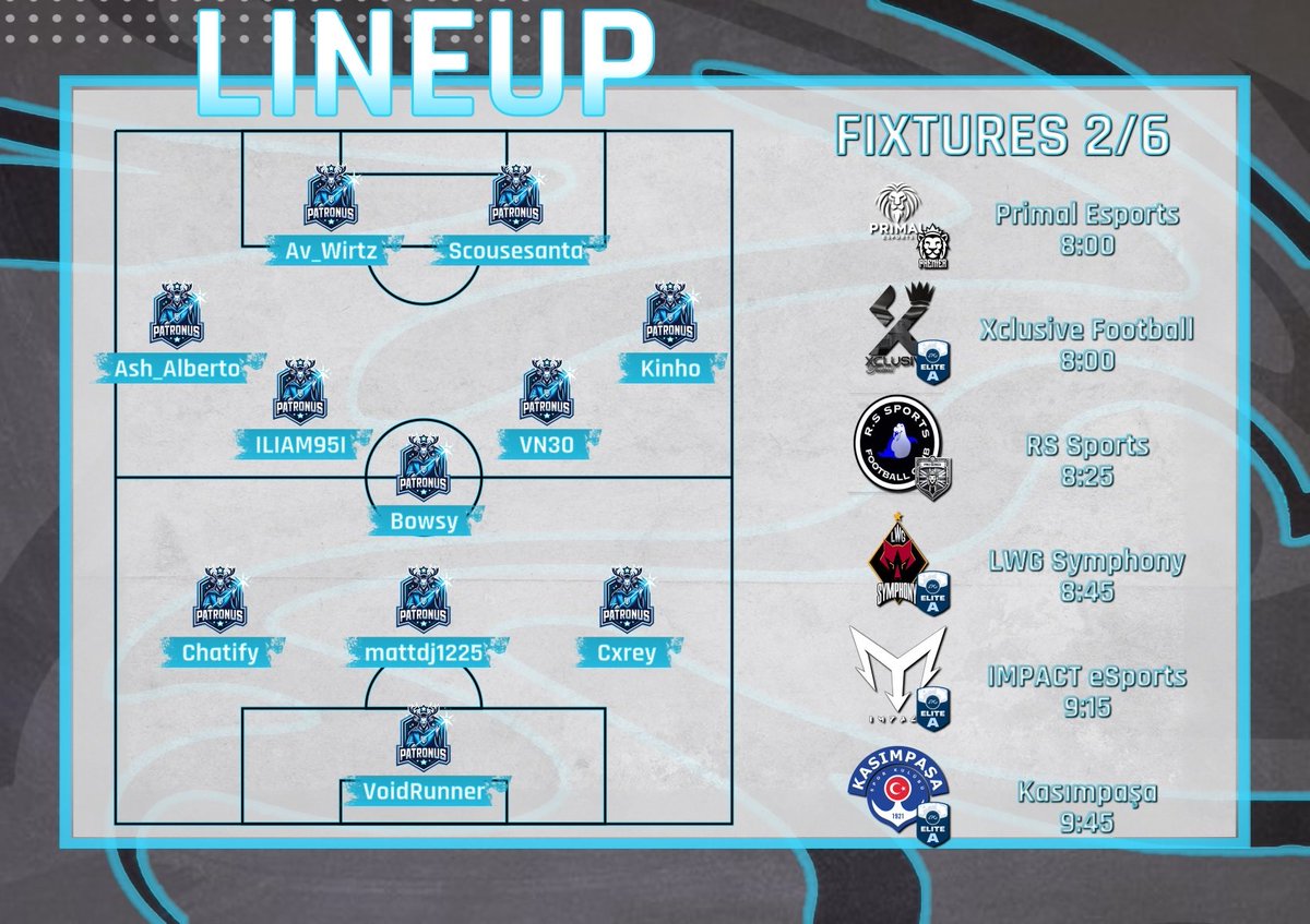 Patronus (@vpgpatronus) on Twitter photo Line up and fixtures in <a href="/VPGUK/">VPG UK Leagues</a> <a href="/VPGEurope/">Virtual Pro Gaming | Europe</a>
Games against primal and xclusive defaults Line up and fixtures in <a href="/VPGUK/">VPG UK Leagues</a> <a href="/VPGEurope/">Virtual Pro Gaming | Europe</a>
Games against primal and xclusive defaults