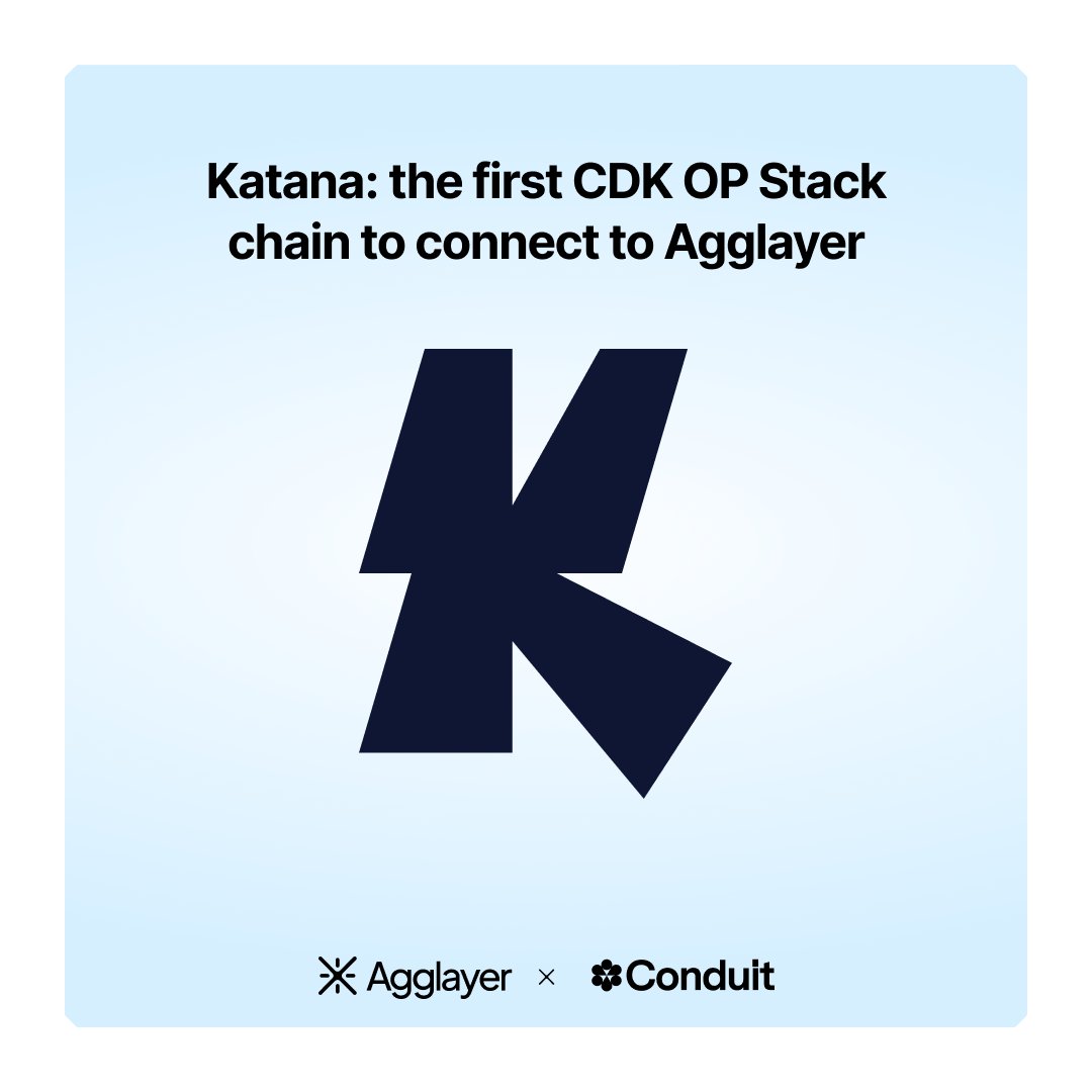Shoutout to <a href="/conduitxyz/">Conduit</a> for powering the first Agglayer CDK OP Stack rollup, <a href="/katana/">katana</a> 

▪️ G2 sequencer integration = low latency, high throughput
▪️ CDK customizations for vaultbridge + crosschain UX
▪️ Full-stack support from testnet to mainnet
