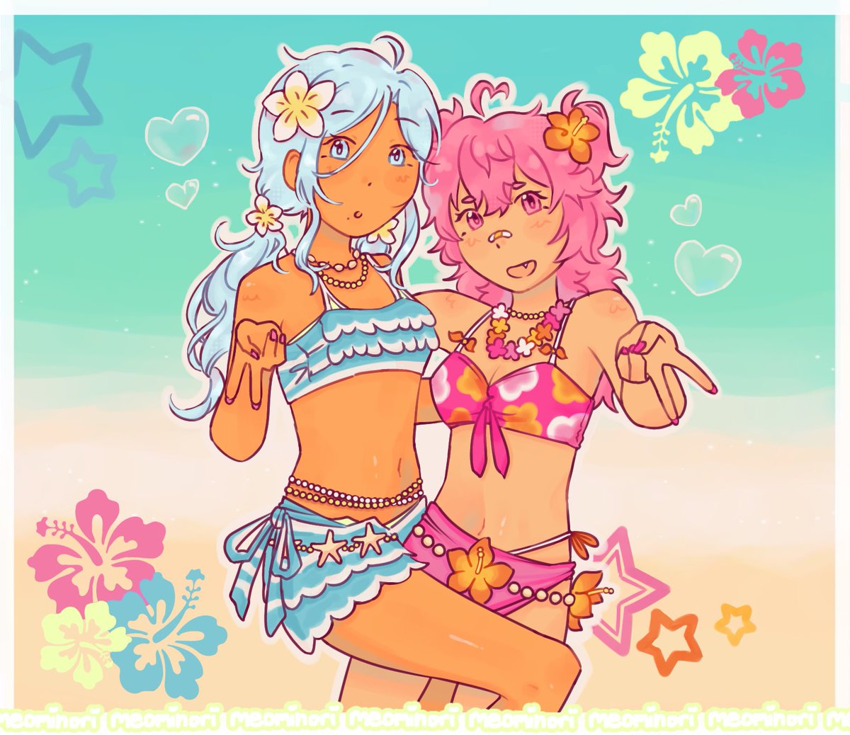 meominori's tweet photo. beach day #shizuai for a happy pride month 👩‍❤️‍💋‍👩 https://t.co/WGAPuo0WKL