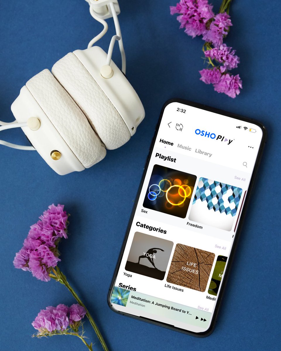 OSHO's tweet photo. Struggling to find time for meditation? With OSHO Play on the iOsho App, you can explore a rich library of music and meditation content anytime, anywhere. 🎧 

Download the iOsho App today and start exploring! https://t.co/JrBhEZT3Jy 

#iOshoApp #OshoWisdom #Meditation #osho https://t.co/tFHWyJUG2n