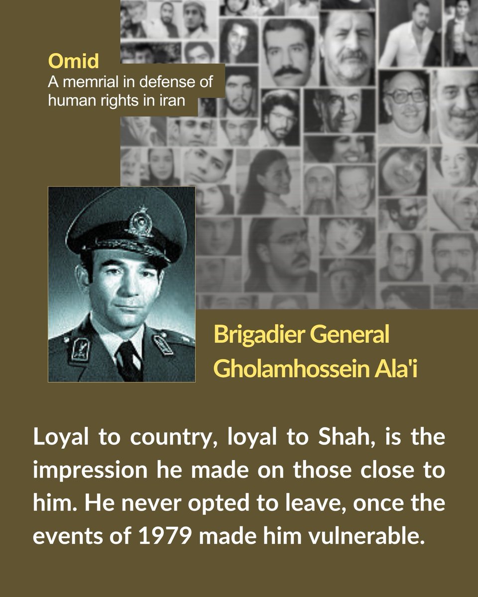 Those close to Brigadier General Gholamhossein Ala’i recall that “when he was serving as a military attaché at the Iranian embassy in Iraq, Sadegh Khalkhali came to his office with a request. Mr. Ala’i refused and asked the military police to remove him.”

After the 1979