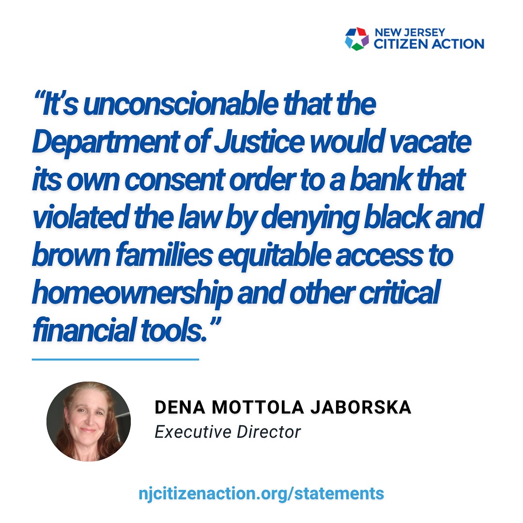 NJCA is fighting to protect a $13M redlining settlement with Lakeland/Provident Bank.

The Trump DOJ wants to terminate the agreement, which helps Black and Hispanic NJ residents access homeownership.

Read more: njcitizenaction.org/new_jersey_cit…

#StopRedlining #FairHousing