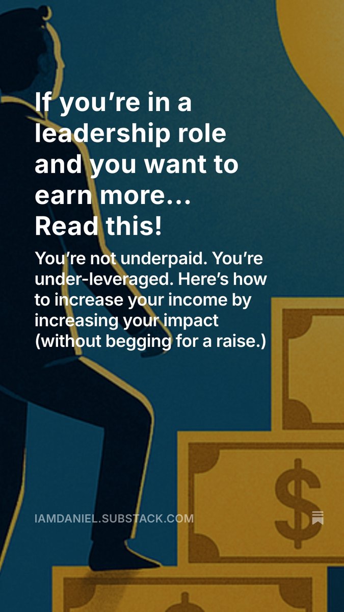 💰 If You Want to Earn More, Read This.

Too many leaders are doing everything right and still wondering why the paycheck doesn’t reflect it.

Here’s the truth:
You’re not underpaid. You’re...

open.substack.com/pub/iamdaniel/…

#ProfessionalGrowth #ProfessionalDevelopment #Leadership