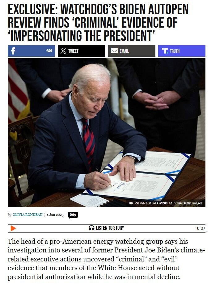 The flagrant and unsupervised use of the Biden Autopen needs to be investigated!