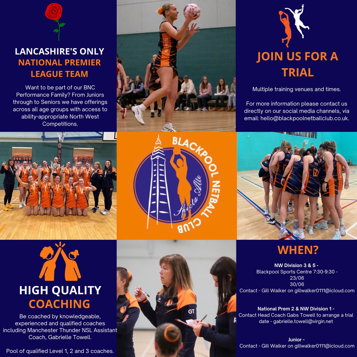 BlackpoolNC's tweet photo. Looking to progress &amp; perform? 🚀

We are holding trials throughout the summer pre season period for our 4 senior squads 🦾

Contact us via the email addresses for more information or direct message us &amp; we can point you in the right direction 📨

Season 25/26 loading 📶 https://t.co/AaI5SiJK77