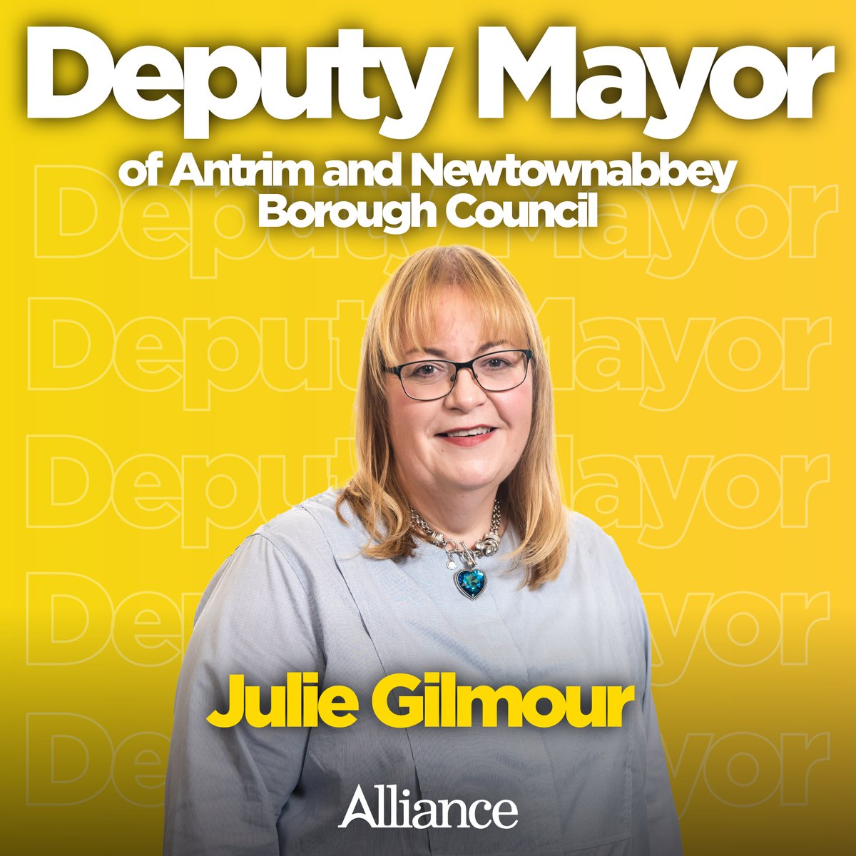 Alliance Party (@allianceparty) on Twitter photo Congratulations to <a href="/JulieEGilmour/">Julie Gilmour</a> who will be the new Deputy Mayor for Antrim and Newtownabbey Borough Council.
"We must do all we can to empower the next generation, and I’m determined to help provide every young person with all the support they need to thrive," she said. Congratulations to <a href="/JulieEGilmour/">Julie Gilmour</a> who will be the new Deputy Mayor for Antrim and Newtownabbey Borough Council.
"We must do all we can to empower the next generation, and I’m determined to help provide every young person with all the support they need to thrive," she said.