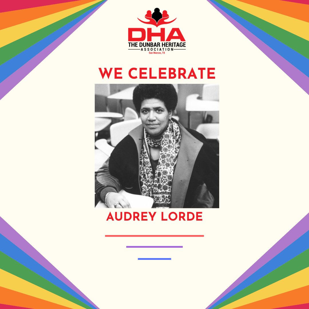 🌈 This Pride Month, the Dunbar Heritage Association honors the legacy of Audre Lorde — Black lesbian poet, warrior, and truth-teller. Her words empowered generations to live boldly at the intersection of identity and justice. ✊🏾📚 #PrideMonth #AudreLorde #BlackHistory #LGBTQIA