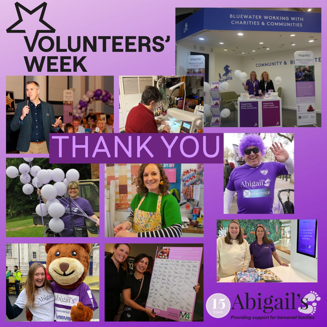Abigail's Footsteps (@abigailscharity) on Twitter photo 💜On the first day of #VolunteersWeek, we would like to take the opportunity to thank all of our amazing Abigail’s volunteers for the contribution they make to our charity.
💜If you would like to volunteer for Abigail's Footsteps, please e-mail events@abigailsfootsteps.co.uk. 💜On the first day of #VolunteersWeek, we would like to take the opportunity to thank all of our amazing Abigail’s volunteers for the contribution they make to our charity.
💜If you would like to volunteer for Abigail's Footsteps, please e-mail events@abigailsfootsteps.co.uk.