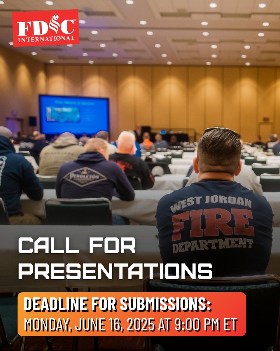 Do you have a groundbreaking or compelling topic that is critical in the continuing education of fire service &amp; EMS professionals? Be a speaker at #FDIC2026! Apply by June 16 at 9:00 PM ET.

Learn more &amp; submit your proposal: ow.ly/KXcV50W1SXZ