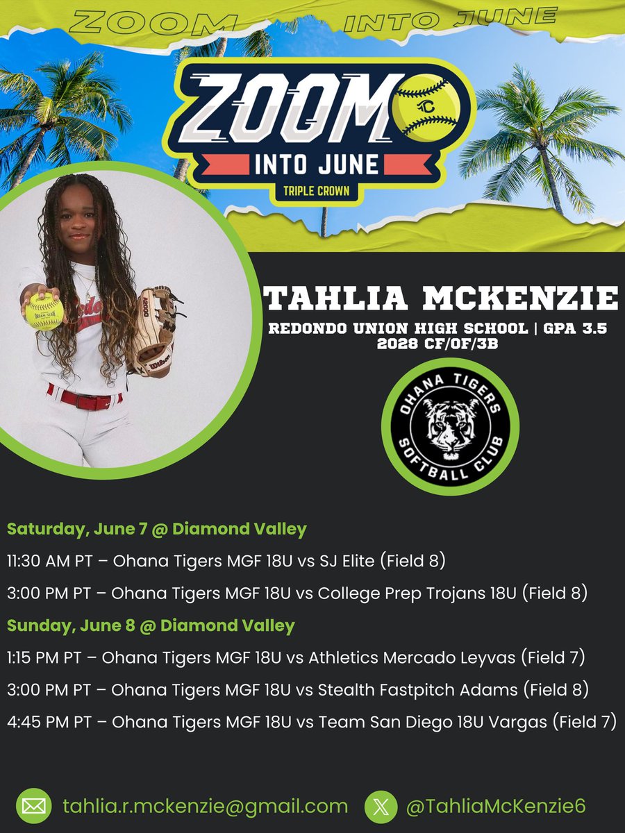 My Zoom into June Schedule with <a href="/ohanatigers/">Ohana Tigers Softball</a> #ZoomIntoJune #softball