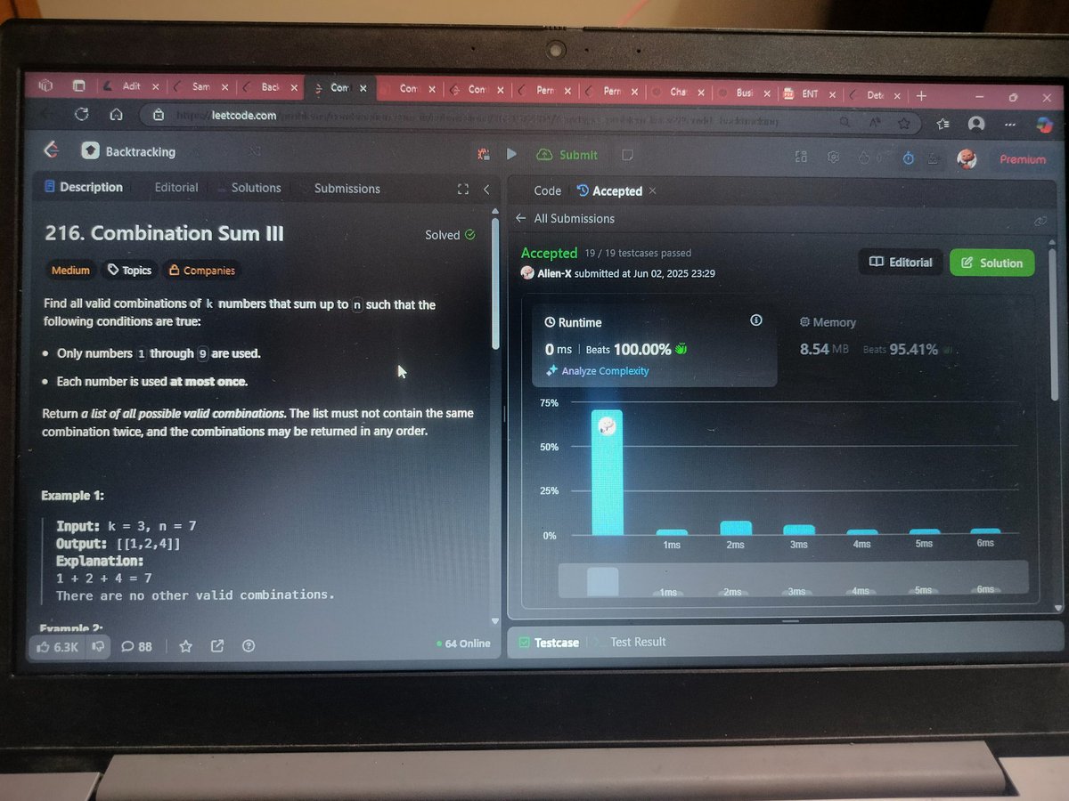 M56957992Pritam's tweet image. #Day_1 of #100_days_of_code 
02 / 06 / 2025, Monday

Solved : backtracking
77.  Combination
216. Combination Sum IIl