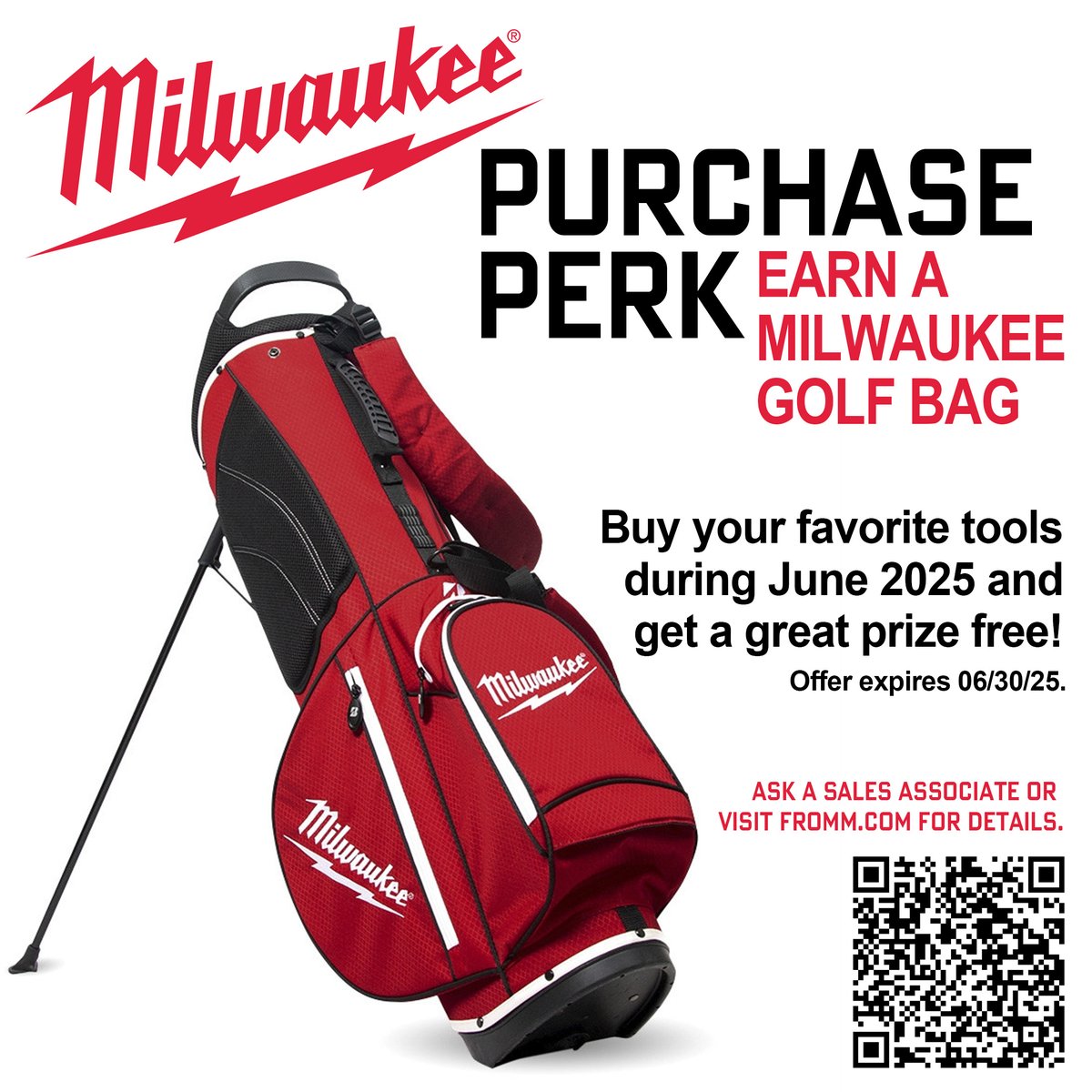 Score a Milwaukee Bridgestone Golf Bag when you purchase $5,000 in Milwaukee Tools during the month of June! Get all the details at: ow.ly/6hkV50W2PlU 

#MilwaukeeTools #GolfGear #ToolPerks #MilwaukeePromo #GolfSeason