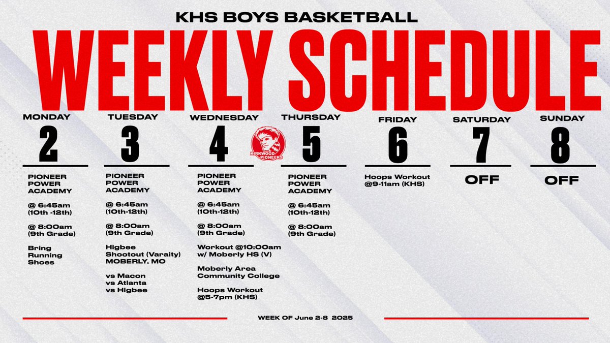 Great Weekend! Off to a good start!
This week’s schedule!
#KHShoops, #TheWood, #Hardworkworks