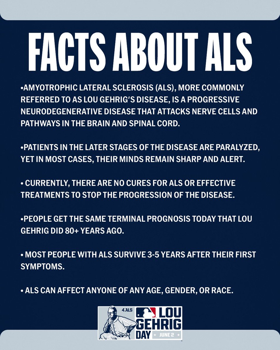 Our mission on #LouGehrigDay is to raise awareness about ALS, the pursuit of a cure, and the ongoing needs to support research and care.