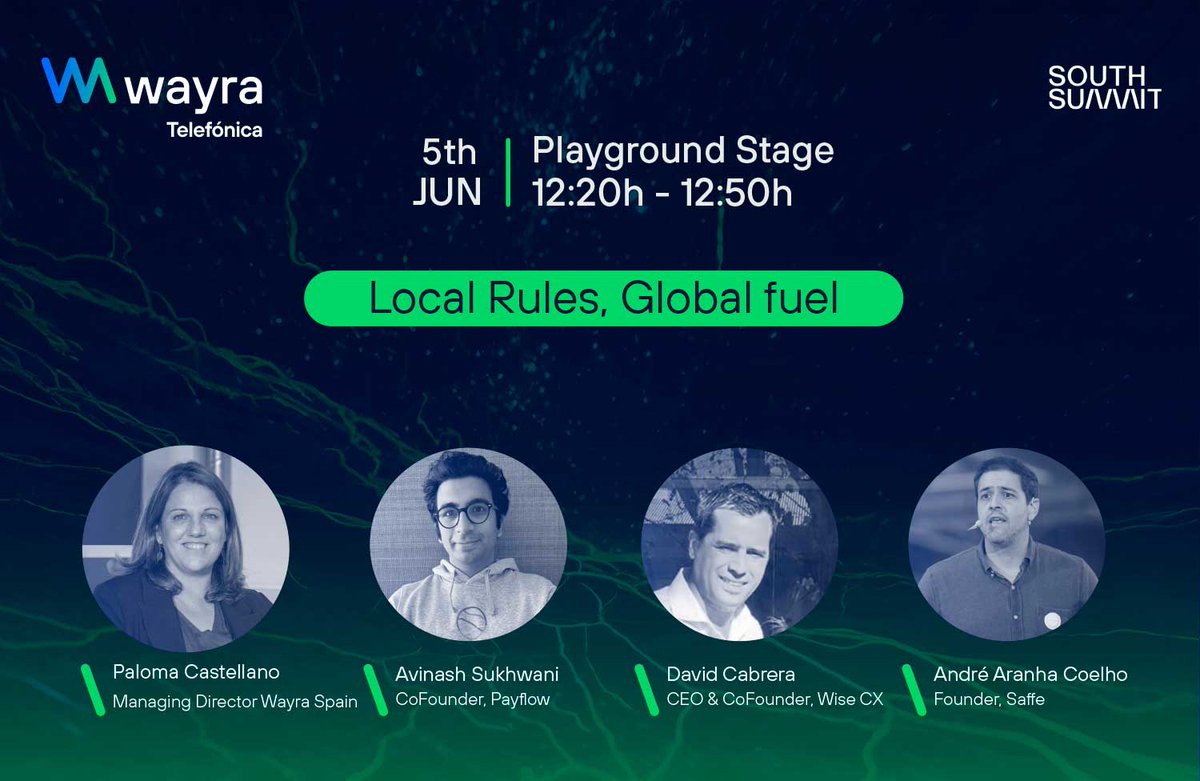 Wayra (@wayra) on Twitter photo ¿Cómo escalar en distintos mercados 📉?
Este jueves te lo contamos en <a href="/south_summit/">South Summit</a> en el panel moderado por <a href="/bloodymary/">Paloma Castellano</a> con:
🔹 <a href="/AvinashSukhwani/">Avinash Sukhwani</a> (<a href="/Payflow_es/">Payflow (YC S21)</a>)
🔹 David Cabrera (<a href="/wisecx_ai/">Wise CX</a>)
🔹 André Aranha (<a href="/saffeai/">Saffe</a>)
📍 Playground Stage
🕛 12:20 - 12:50
#WayraSouthSummit25 ¿Cómo escalar en distintos mercados 📉?
Este jueves te lo contamos en <a href="/south_summit/">South Summit</a> en el panel moderado por <a href="/bloodymary/">Paloma Castellano</a> con:
🔹 <a href="/AvinashSukhwani/">Avinash Sukhwani</a> (<a href="/Payflow_es/">Payflow (YC S21)</a>)
🔹 David Cabrera (<a href="/wisecx_ai/">Wise CX</a>)
🔹 André Aranha (<a href="/saffeai/">Saffe</a>)
📍 Playground Stage
🕛 12:20 - 12:50
#WayraSouthSummit25