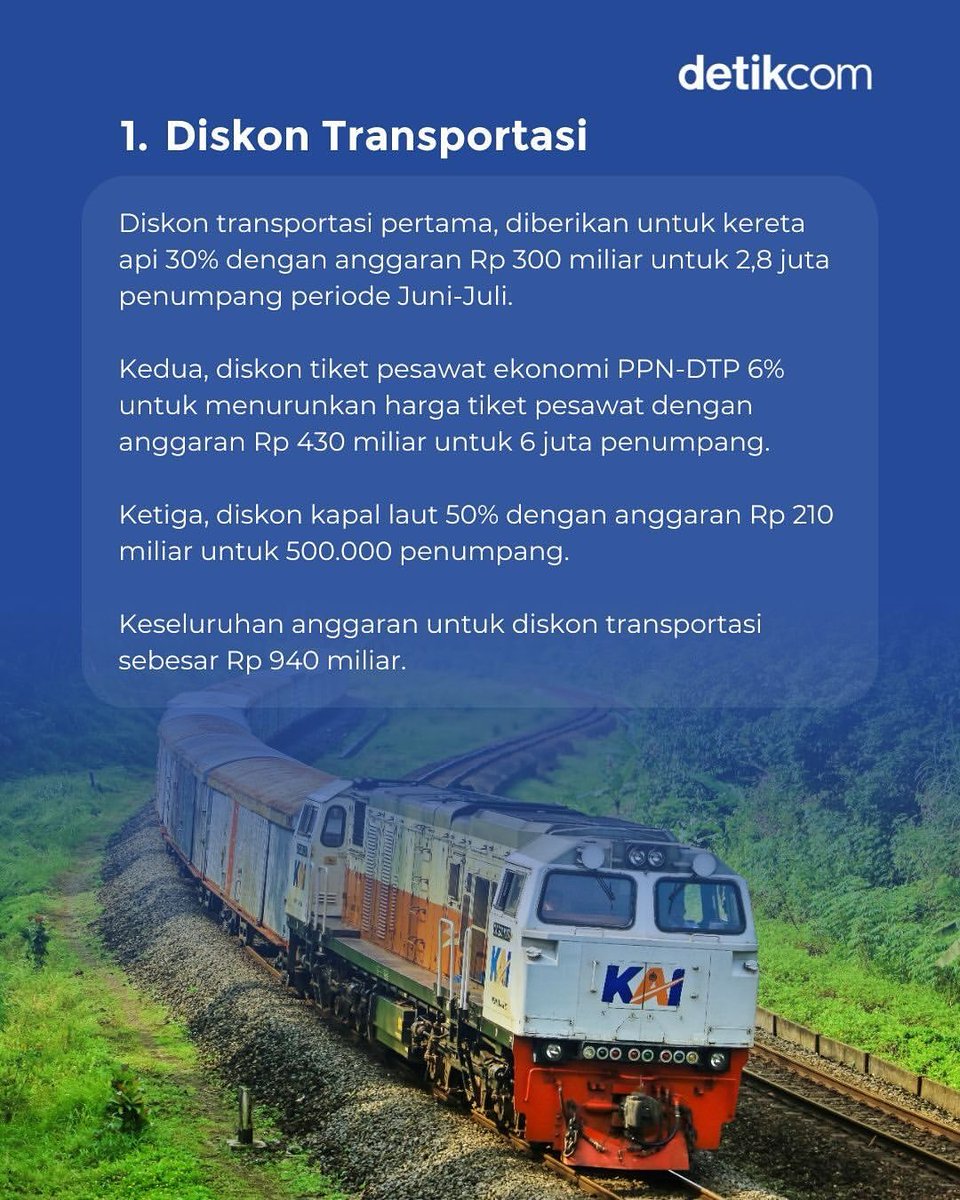 detikfinance's tweet photo. Siap-siap dapet banyak keringanan nih!
Apa saja 5 paket stimulus tersebut? Swipe di visual buat rincian lengkapnya dan kasih pendapat detikers di kolom komentar! π
>> https://t.co/0sYtU1M6sF
#detikfinance #Prabowo #Bantuan #PaketStimulus #Diskon https://t.co/tMmGwCsWpp