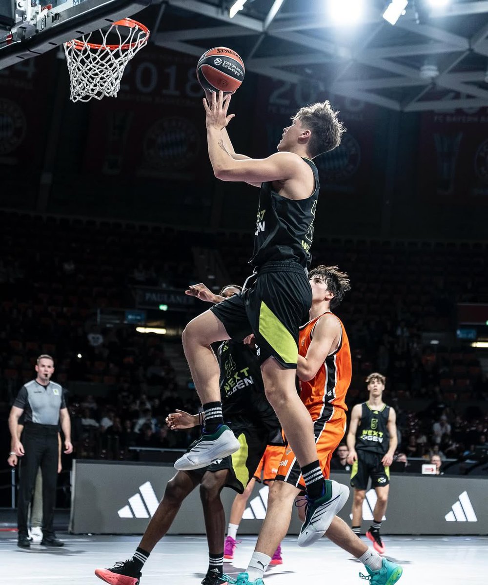 Ricards Aizpurs delivered an impressive performance with 25 points, 3 rebounds, and 2 assists, leading Team Next Generation to a victory over Team World at the Adidas Camp