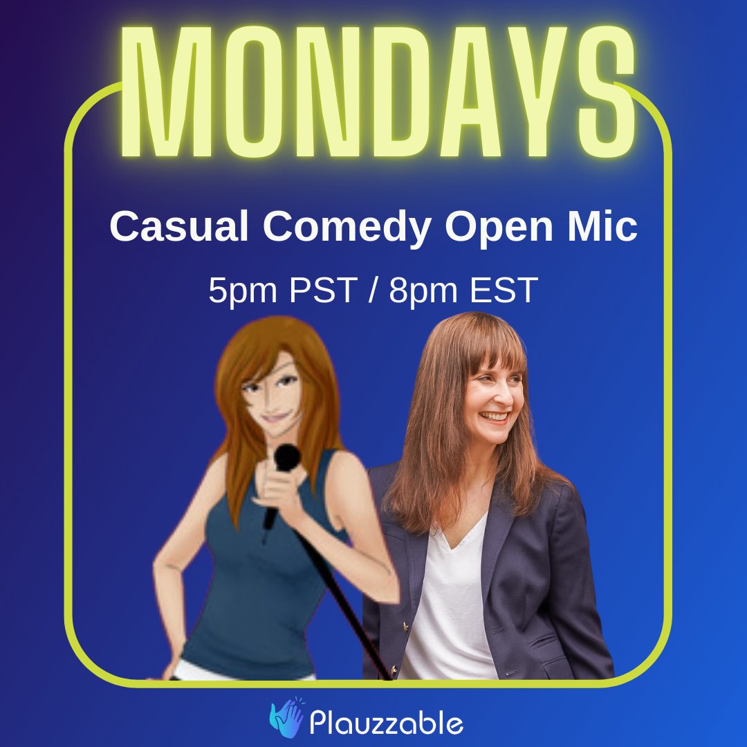 plauzzable's tweet photo. MONDAYS on Plauzzable!
Casual Comedy Open Mic
5pm PT / 8pm ET
Static Radio
7:30pm PST / 10:30pm EST
https://t.co/x2iwZi0McQ
#comedy #onlineopenmic #comedian #plauzzable #openmic #comedyopenmic #standupcomedy #onlinecomedy #jokes #humor #livecomedy #virtualcomedy https://t.co/bQkaPvJKin