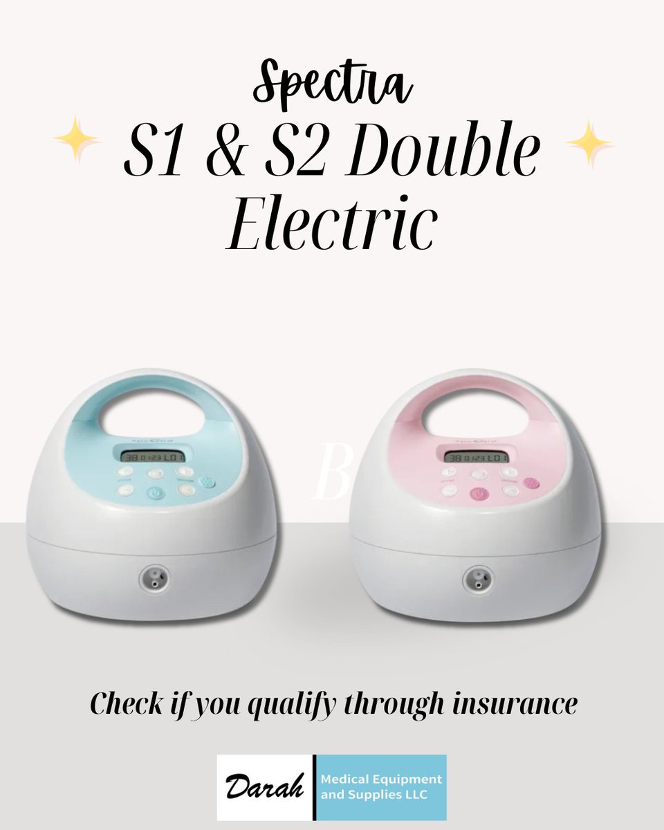 darahmedical's tweet photo. You could qualify for a FREE Spectra breast pump through insurance!

Darah Medical offers both the S1 and S2 Double electric pump, which provide efficiency and comfort.

Click below to check your eligibility: https://t.co/lQwdwVDKIr https://t.co/GDObaKnxHu