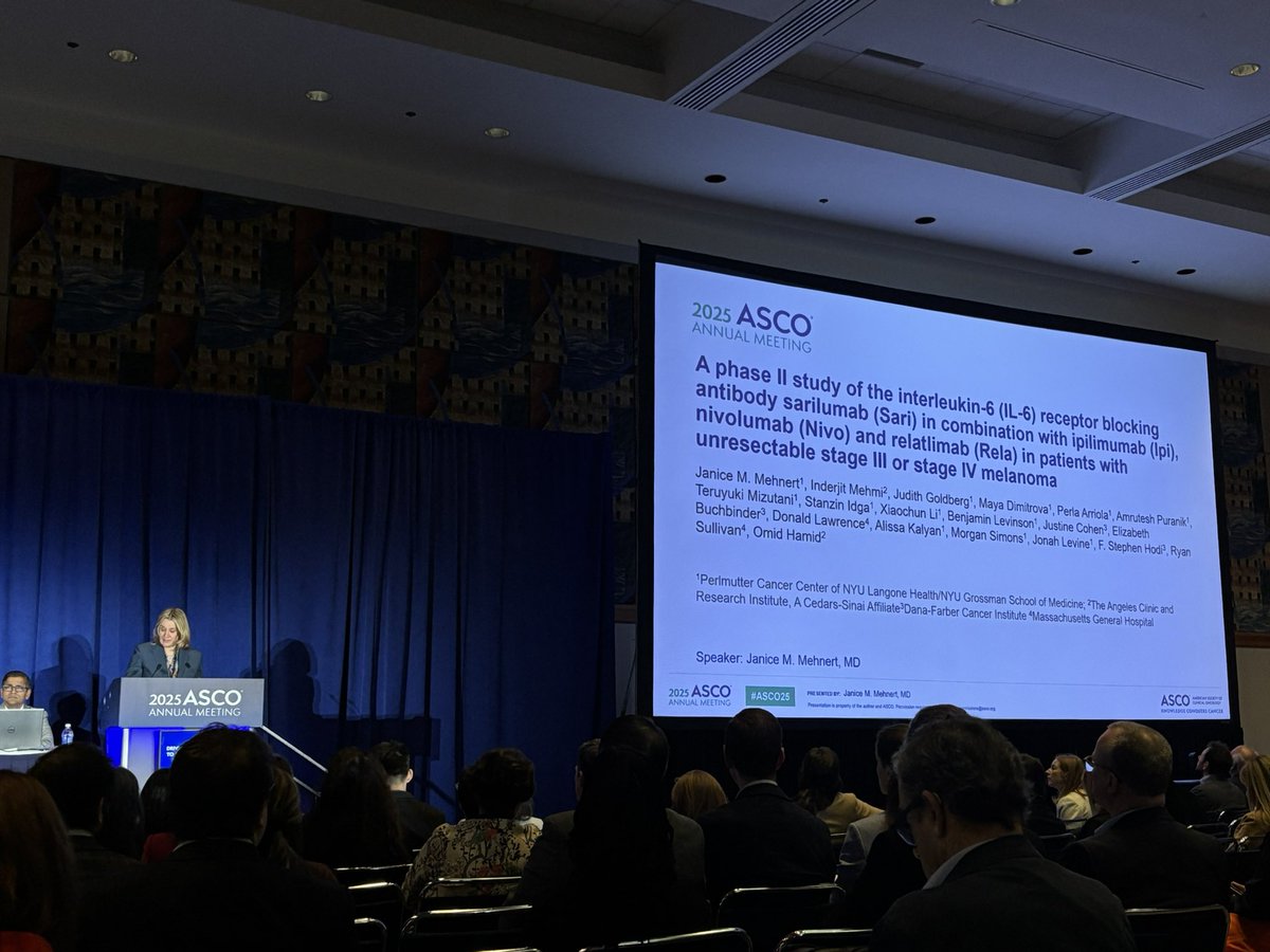 Oncdevelopments's tweet image. Highlights from this morning’s skin cancers session #ASCO2025
Sarilumab in combo with ipi, nivo, rela in advanced melanoma. Dr. Mehnert, NYU Langone
DYP688 in metastatic uveal melanoma. Dr. Carlino, MIA
High fiber diet in melanoma patients receiving ICB. Dr. Qiu, MD Anderson