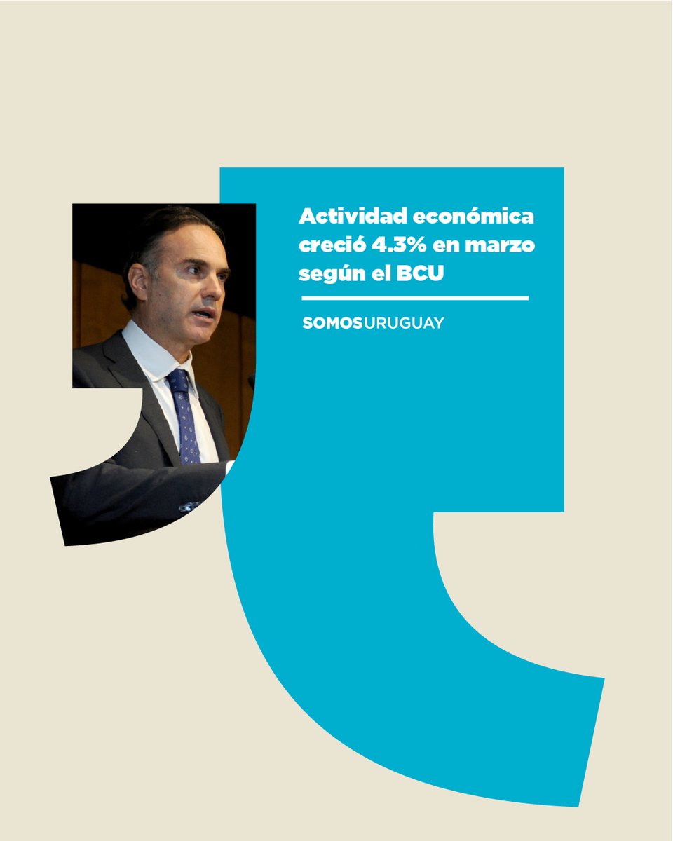 Actividad económica creció 4.3% en marzo según el BCU

NOTA COMPLETA: lnkd.in/dpB9xdD2