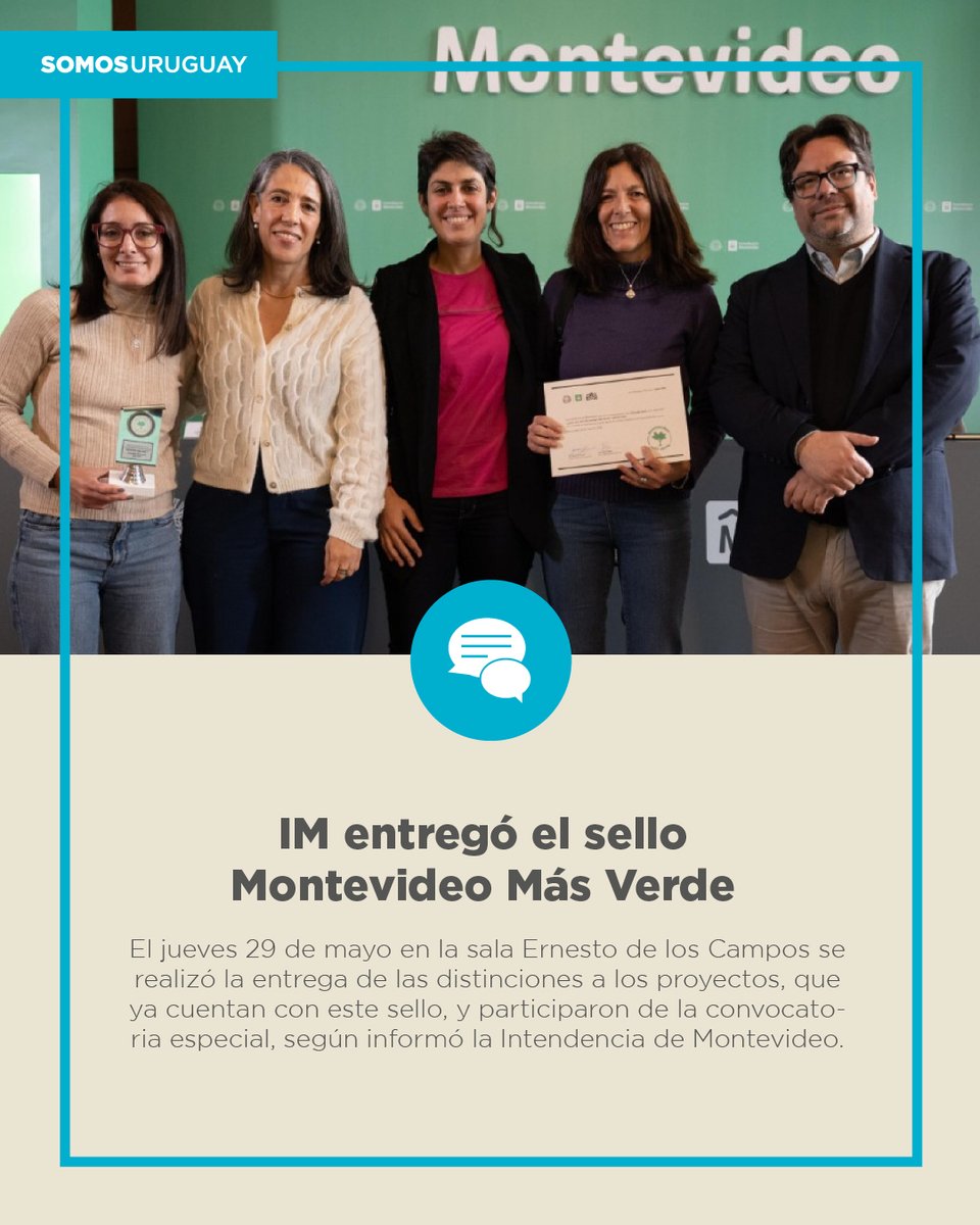 IM entregó el sello Montevideo Más Verde

NOTA COMPLETA: lnkd.in/d9SJ3gQS