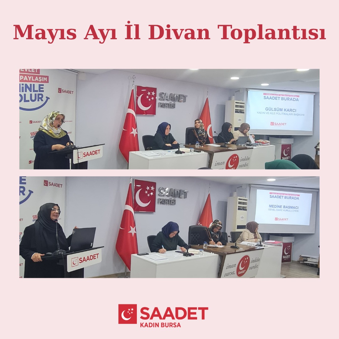 Alturnax's tweet photo. Bursa Kadın Kolları Mayıs Ayı İl Divan Toplantısı Bölge Sorumlumuz Medine Basmacı ve KAP Başkanı Gülsüm Karcı Hanimefendiler sunumlarını yaptılar. 
@SaadetKadin #mayıs #ildivan https://t.co/XVrD4lQjUC