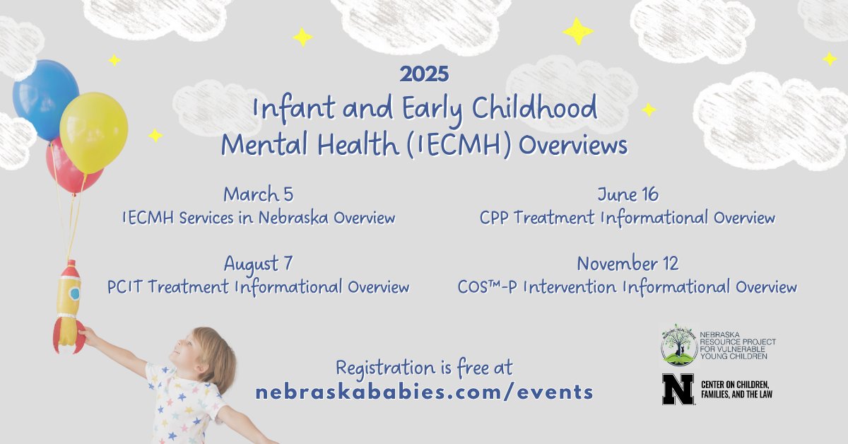 NebraskaBabies's tweet image. Last chance to register for June 16th&apos;s Child-Parent Psychotherapy Overview! Join us for free to learn more about CPP assessments in order to successfully coordinate and collaborate with CPP therapists. nebraskababies.com/events/cpp-tre…