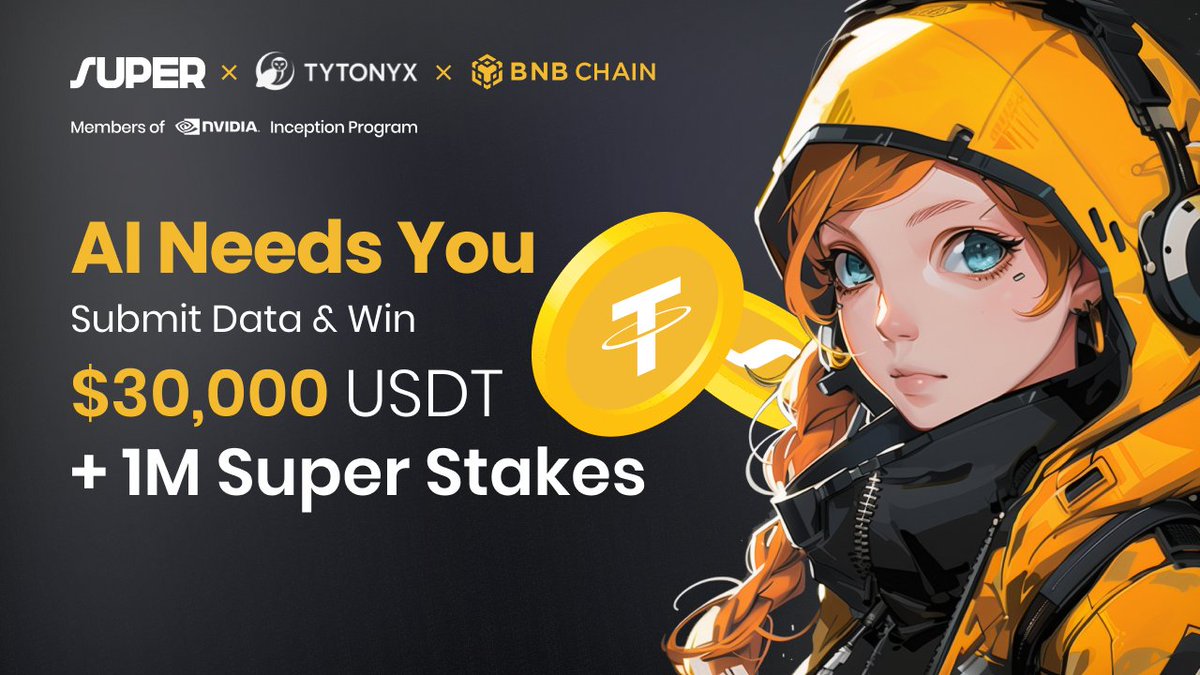 Super Protocol (@super__protocol) on Twitter photo 📣🔥  Shoutout! It’s your chance to contribute to AI  – and get rewarded. Join now.
Super Protocol x Tytonyx – both members of NVIDIA Inception – are launching a data crowdsourcing campaign to train AI that speeds up FDA approvals of medical devices.
💸  $30,000 USDT in rewards 📣🔥  Shoutout! It’s your chance to contribute to AI  – and get rewarded. Join now.
Super Protocol x Tytonyx – both members of NVIDIA Inception – are launching a data crowdsourcing campaign to train AI that speeds up FDA approvals of medical devices.
💸  $30,000 USDT in rewards