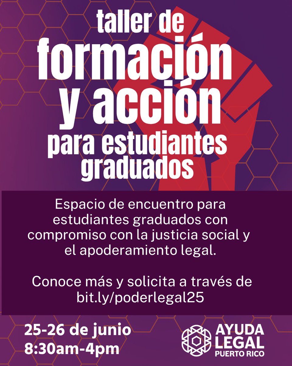 ¿Eres estudiante de maestría o doctorado? ¿Tienes interés en defender los derechos humanos - vivienda, salud, educación, etc- desde tu campo profesional? El taller de formación y acción legal es para ti. Fechas: 25-26 de junio. Más info y registro gratis  bit.ly/poderlegal25