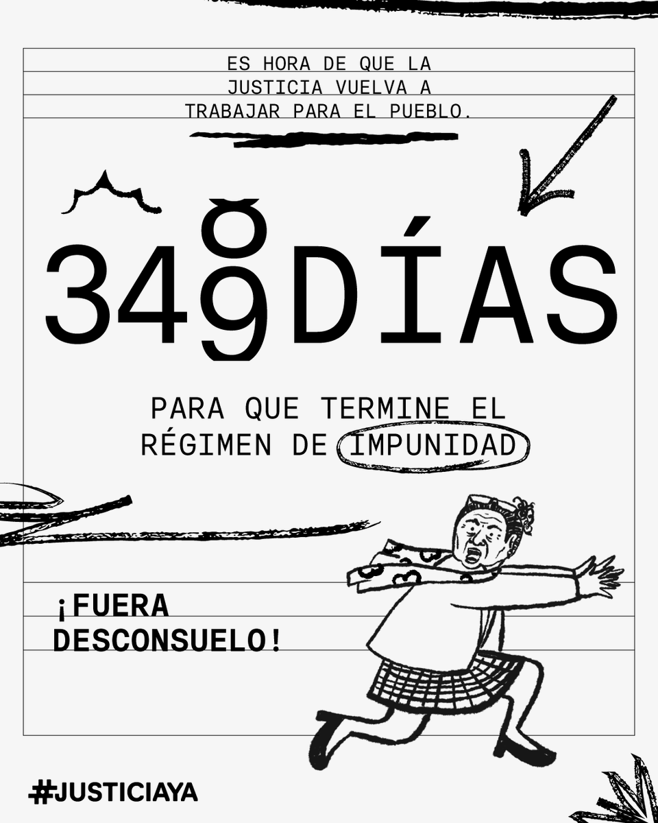 Queda cada vez menos tiempo para que termine el régimen de terror de Consuelo Porras en el MP. Cada día es un día menos de impunidad y de criminalización. ✊⚖️